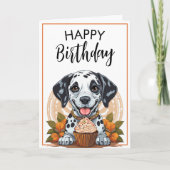 Speelse Dalmatische Hond met Cupcake Verjaardag Kaart (Voorkant)