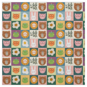 Speelse Dierenvrienden Patchwork Pattern met Schat Stof