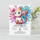 Speelse digitale aap verjaardag kaart (Staand voorkant)