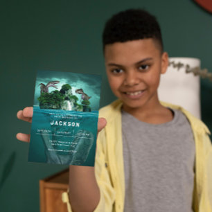 Speelse dinosaurus verjaardagsuitnodiging kaart