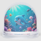 Speelse dolfijn en kleurrijk zeeleven sneeuwbol (Achterkant)