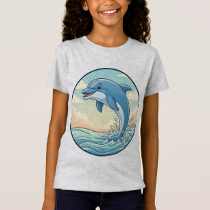 Speelse dolfijn springt over de golven t-shirt