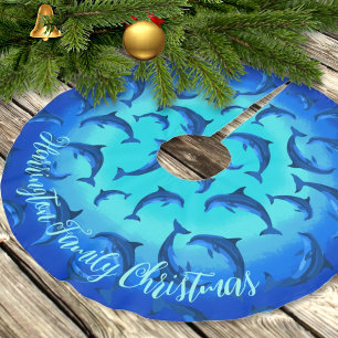 Speelse dolfijnen gepersonaliseerde tropische boom kerstboom rok