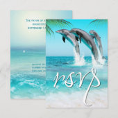 SPEELSE DOLFIJNEN TROPISCHE OCEAAN RSVP Bruiloft Kaartje (Voorkant / Achterkant)