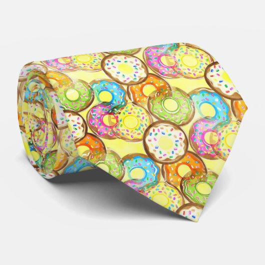 Speelse Donut Pattern Stropdas (Opgerold)