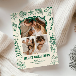 Speelse Doodle 3 Foto Kerstmis Feestdagenkaart