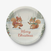 Speelse eekhoorns in het kerst-winterbos