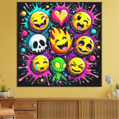 Speelse emoji-explosie canvas afdruk (Insitu (Woonkamer))
