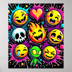 Speelse emoji-explosie poster