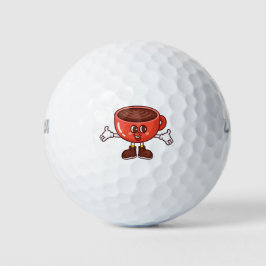 Speelse en Grappige Cartoon Koffiekopje Golfballen
