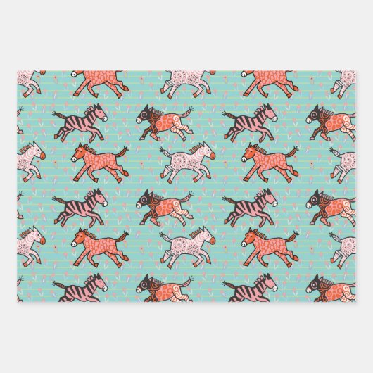 Speelse en speelse gestileerde zebra's inpakpapier vel (Voorkant 2)