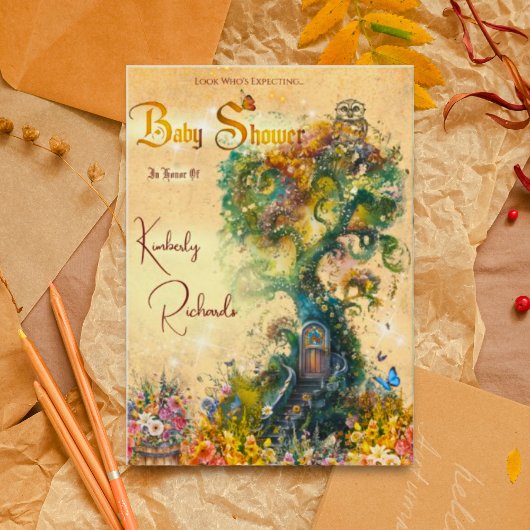 Speelse Fantasie Tuin Babyshower Uitnodiging