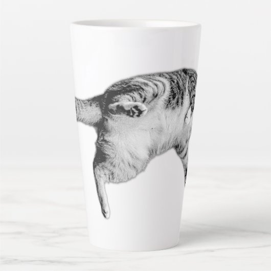Speelse flip in zwart en wit latte mok (Voorkant)