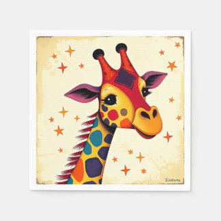 Speelse Folk Art Giraffe met sterren Servet