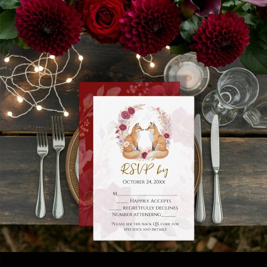 Speelse Fox Herfst bruiloft RSVP Kaartje