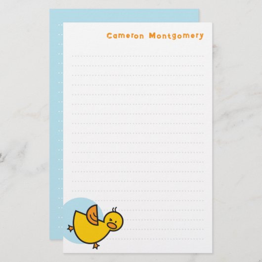 Speelse Geel Baby Duck Blue Dot Kind dank u Briefpapier (Voorkant / Achterkant)