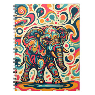 Speelse Geest Olifant – Abstracte Kleur Wervelende Notitieboek