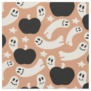 Speelse geesten en pompoenen op zwart – Halloween Stof