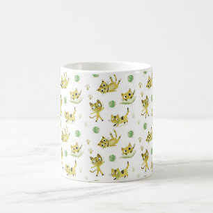 Speelse Gele Katten Patroon Koffiemok