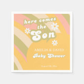 Speelse gele Retro Boy Douche Daisy Party Servet (Voorkant)