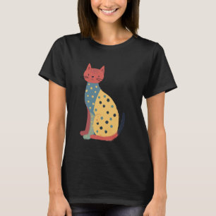 Speelse gestippelde katontwerp voor artistieke kat t-shirt