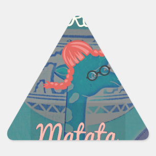 Speelse Giraffe Art: een Afrikaans genot Driehoek Sticker