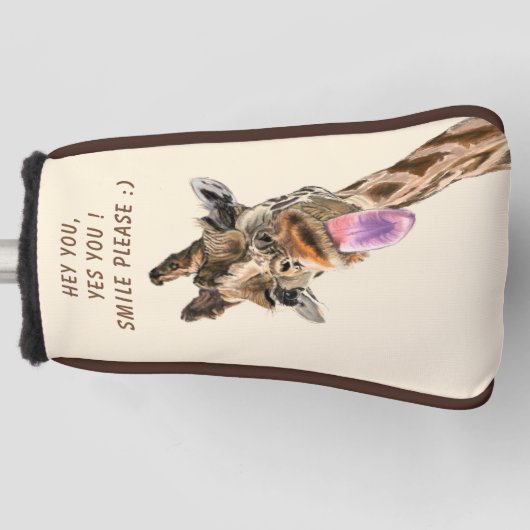 Speelse Giraffe Funny Golf Head Hoesje Aangepaste Golfheadcover (Voorkant)