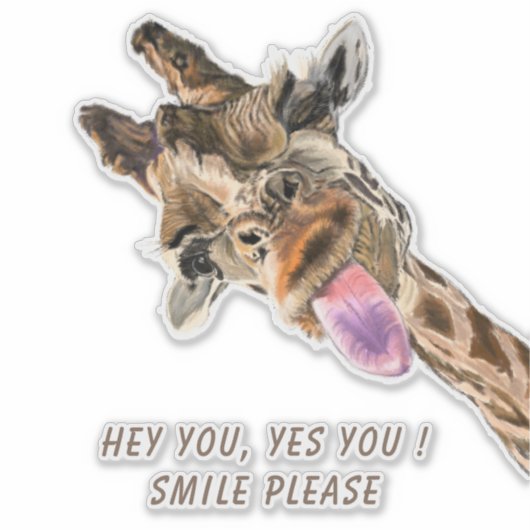 Speelse Giraffe Funny Sticker Smile - aangepaste t (Voorkant)