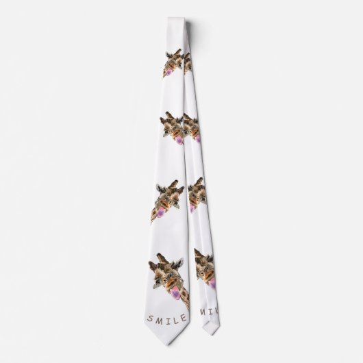 Speelse Giraffe Funny Stropdas - Smile - Jouw teks (Voorkant)