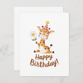 Speelse Giraffe Verjaardag Party Design Feestdagenkaart (Voorkant / Achterkant)