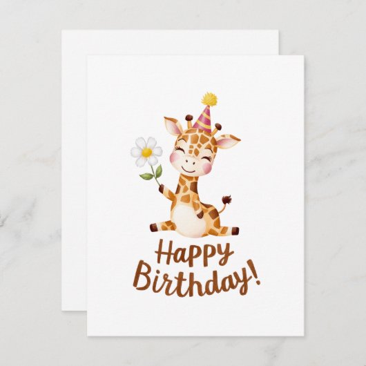 Speelse Giraffe Verjaardag Party Design Feestdagenkaart (Voorkant / Achterkant)