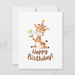 Speelse Giraffe Verjaardag Party Design Feestdagenkaart