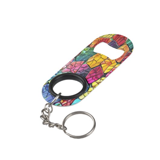 speelse Glas in lood charme Mini Flessenopener (Achterkant Gekanteld)