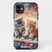 Speelse glitter hart Kittens op piano Case-Mate iPhone Case (Achterkant)