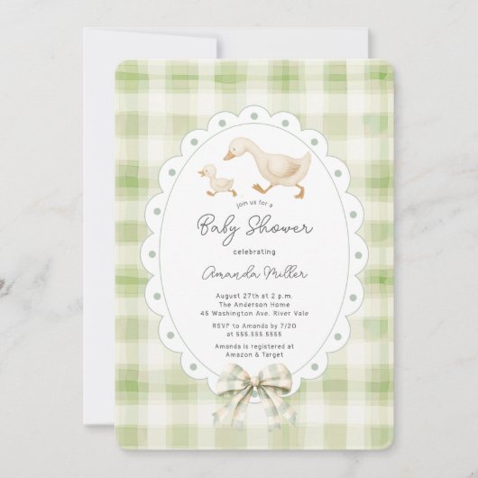 Speelse Goose Baby shower Uitnodiging (Voorkant)