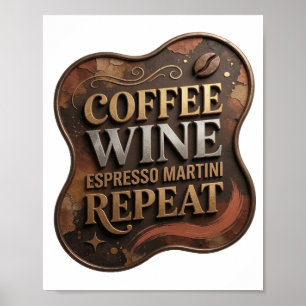 Speelse Goud COFFIE WIJN ESPRESSO MARTINI HERHALIN Poster