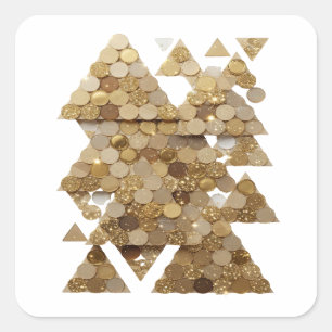 Speelse Goud GOUDEN BOOM Decal ontwerp Vierkante Sticker