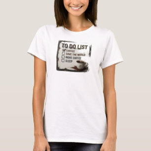Speelse Gouden COFFIE EERST RED DE WERELD Grafisch T-shirt
