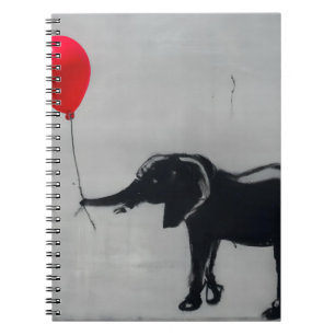 Speelse graffiti olifant met rode ballon kunst notitieboek