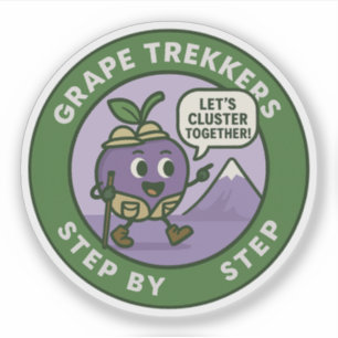 Speelse Grape Hiker Trail Vriendschap Sticker