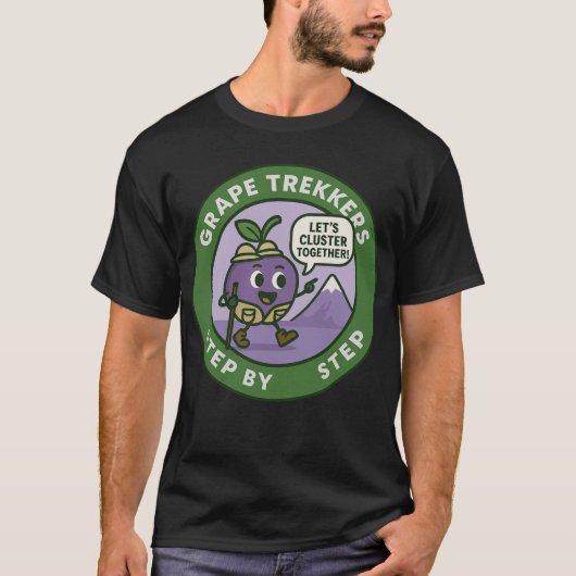 Speelse Grape Hiker Trail Vriendschap T-shirt (Voorkant)