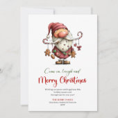 Speelse Grappige Kerstman Waterverf Rood Groen Gro Feestdagenkaart (Voorkant)