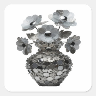 Speelse Grijze Abstracte Decal Ontwerp Vierkante Sticker