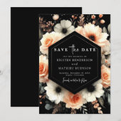 Speelse grillige perzik bruiloft save the date (Voorkant / Achterkant)