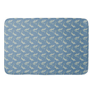 Speelse Groene Alligator Paisley op Blauw Badmat