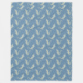 Speelse Groene Alligator Paisley op Blauw Fleece Deken (Voorkant)