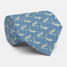 Speelse Groene Alligator Paisley op Blauw