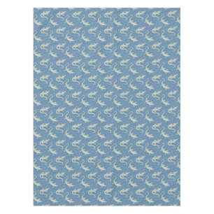 Speelse Groene Alligator Paisley op Blauw Tafelkleed