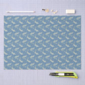 Speelse Groene Alligator Paisley op Blauw Tissuepapier (Craft)