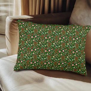 Speelse Groene Feestelijke Gemberkoek Snoep Patroo Accent Kussen